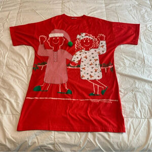 VTG Pinwheel Christmas Morning 3D Red Shirt/Gown One Size Single Stitch Med USA